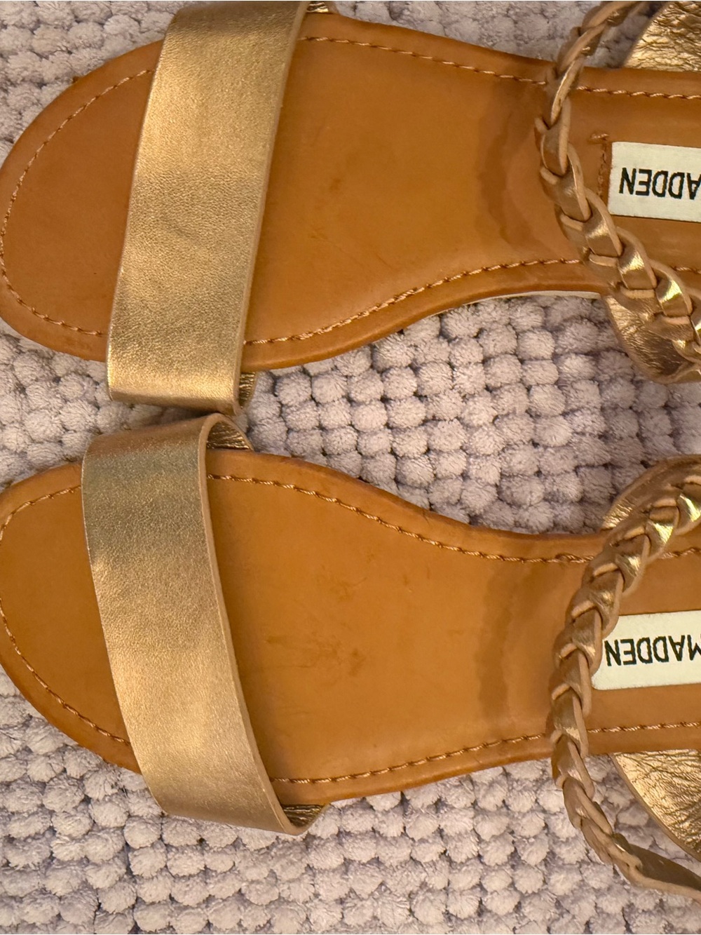 Girls Steve Madden Metallic Gold Braided-Strap Sandals size 2
